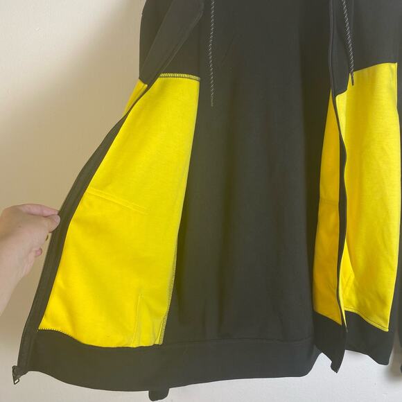 Southpole Men's Sz XL Black Yellow Full Zip Hoodie Pockets Drawstring Sweatshirt - Picture 7 of 12